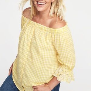 ✔️NWT Old Navy Gingham Black + White Off Shoulder